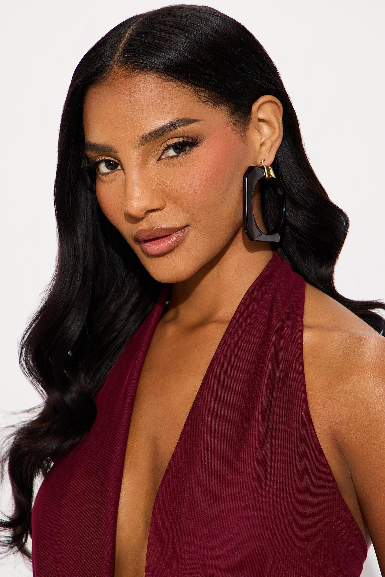 Jovie Marble Drop Earrings - Burgundy Female Product Image