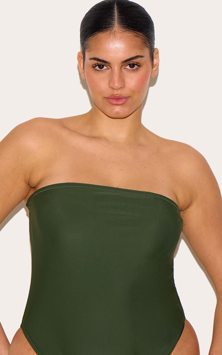 Plus Khaki Strapless Swimsuit Product Image