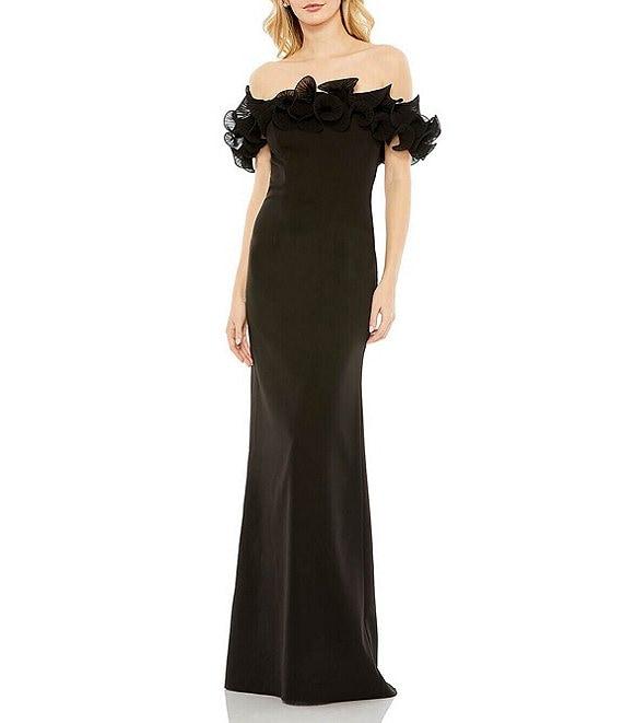 Mac Duggal Off-the-Shoulder Ruffle Embellished Sheath Gown Product Image