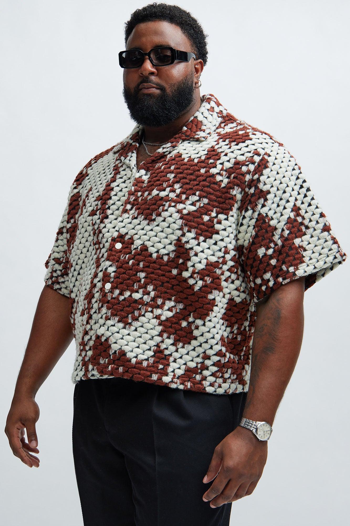 Newbury Jacquard Cropped Shirt - Brown/combo Product Image