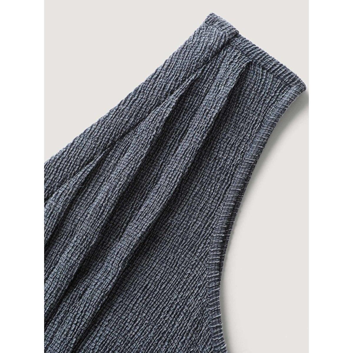 Plus Size Stone Stretchy Textured Pleated Wide-Leg Jumpsuit Women Sleeveless V-neck Casual Loose Jumpsuits BloomChic 22-24/3X Product Image