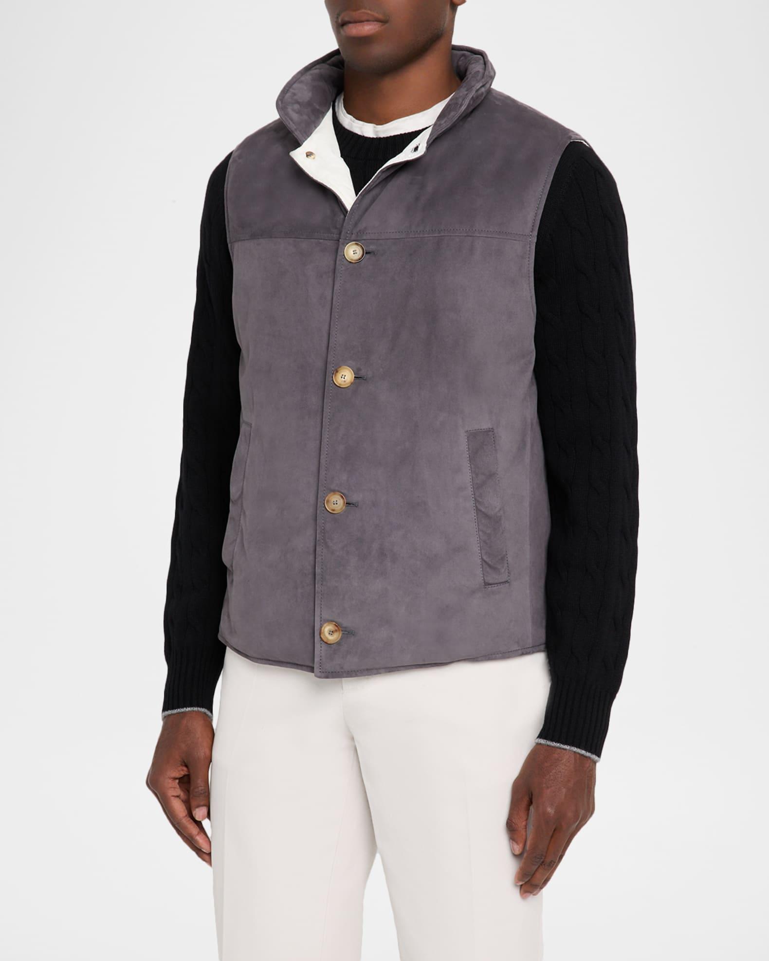 Men's Button-Front Suede Vest Product Image