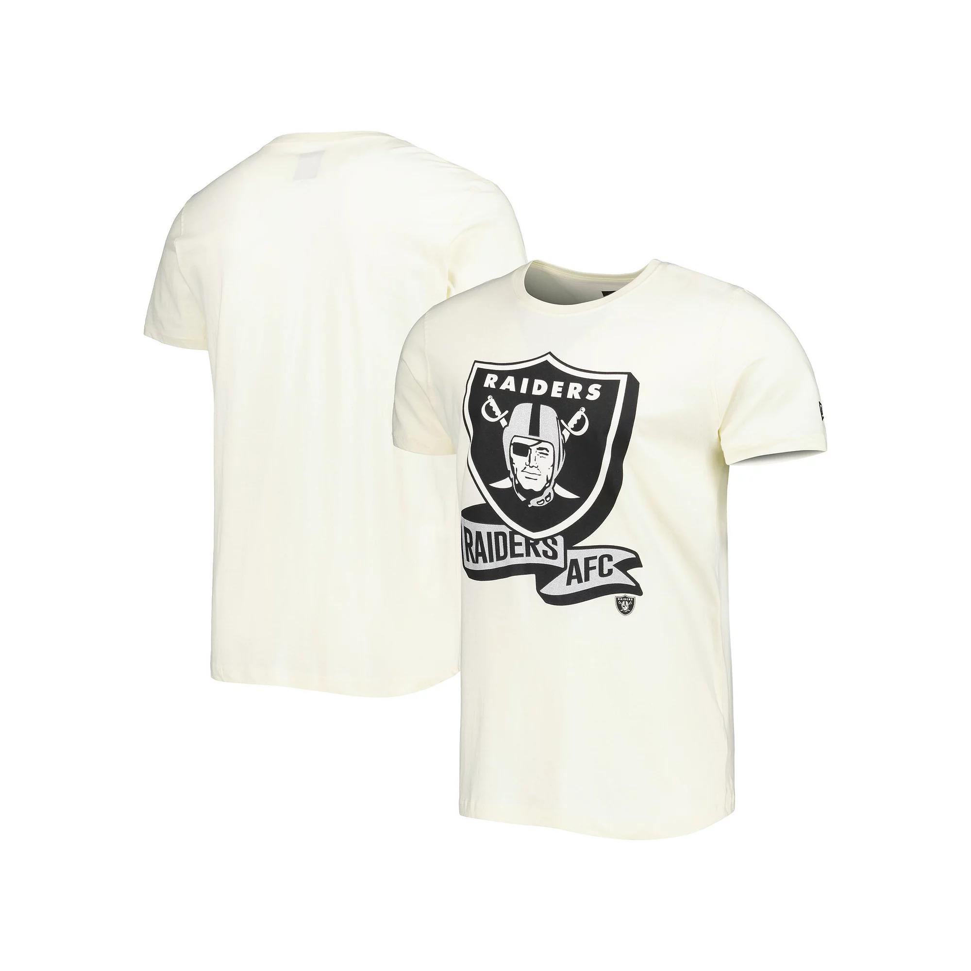 Men's New Era Cream Las Vegas Raiders Sideline Chrome T-Shirt,  Product Image
