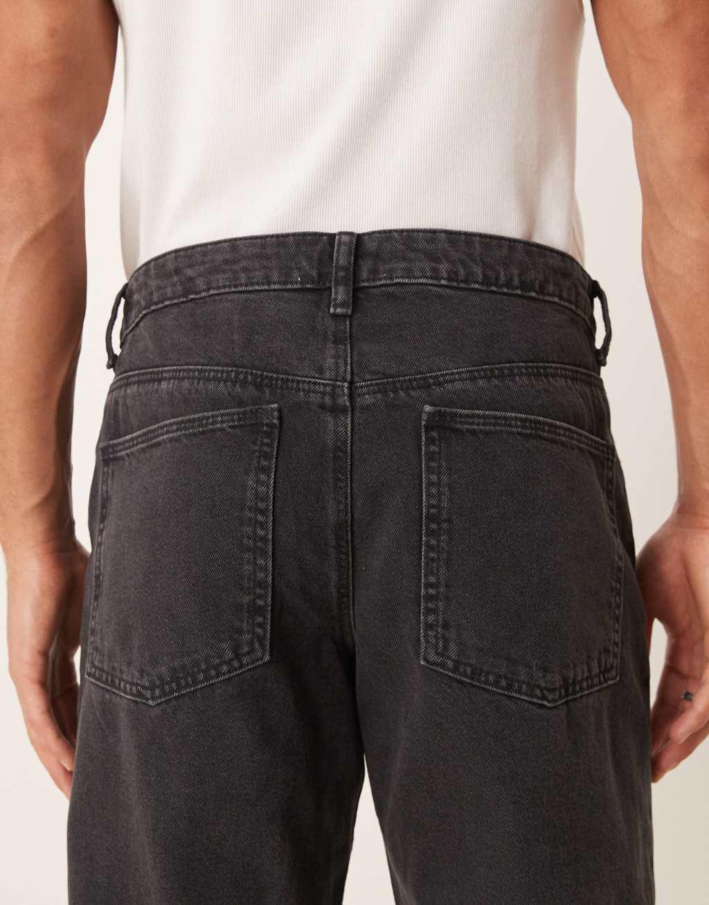 ASOS DESIGN tapered jeans in washed black  Product Image