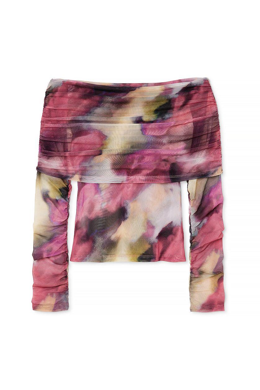 Mesh Off Shoulder Top Multicolor Product Image