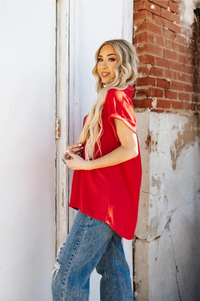 Pleated Button Woven Top Product Image