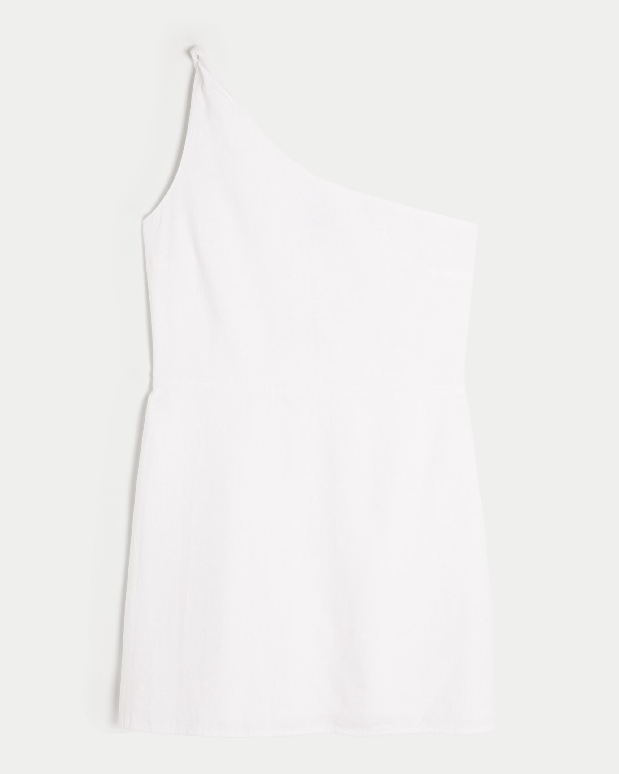 Linen-Blend Asymmetrical Mini Dress Product Image