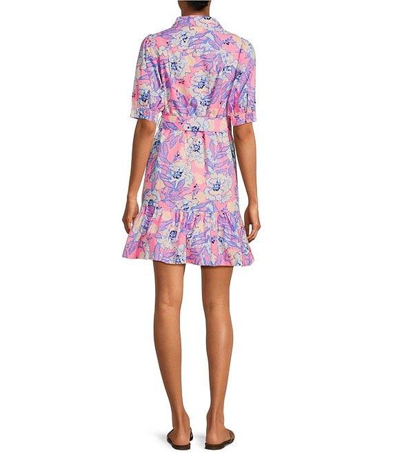 Lilly Pulitzer Sashria Printed Cotton Poplin Collar Neck Short Sleeve Button Front Shirt Dress Product Image