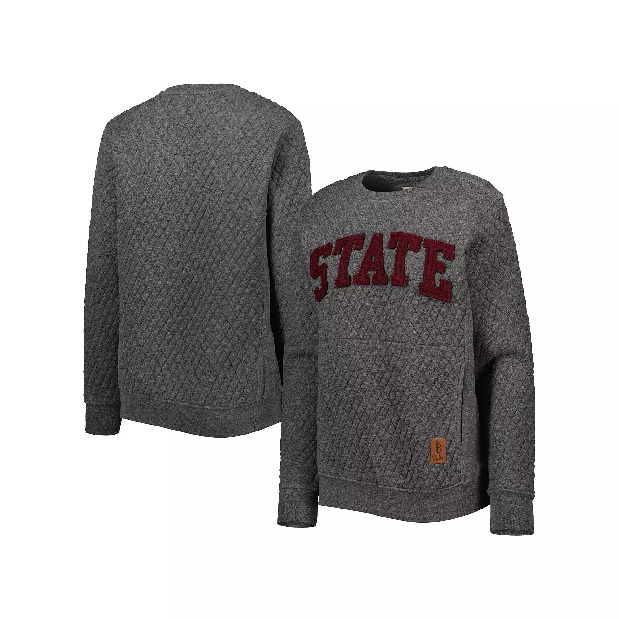 Women's Pressbox Heather Charcoal Mississippi State Bulldogs Moose Quilted Pullover Sweatshirt,  Product Image