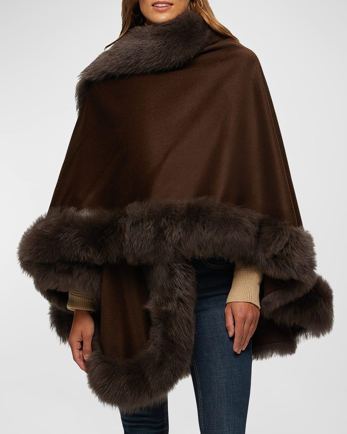 Cashmere Cape With Toscana Shearling Lamb Trim Product Image