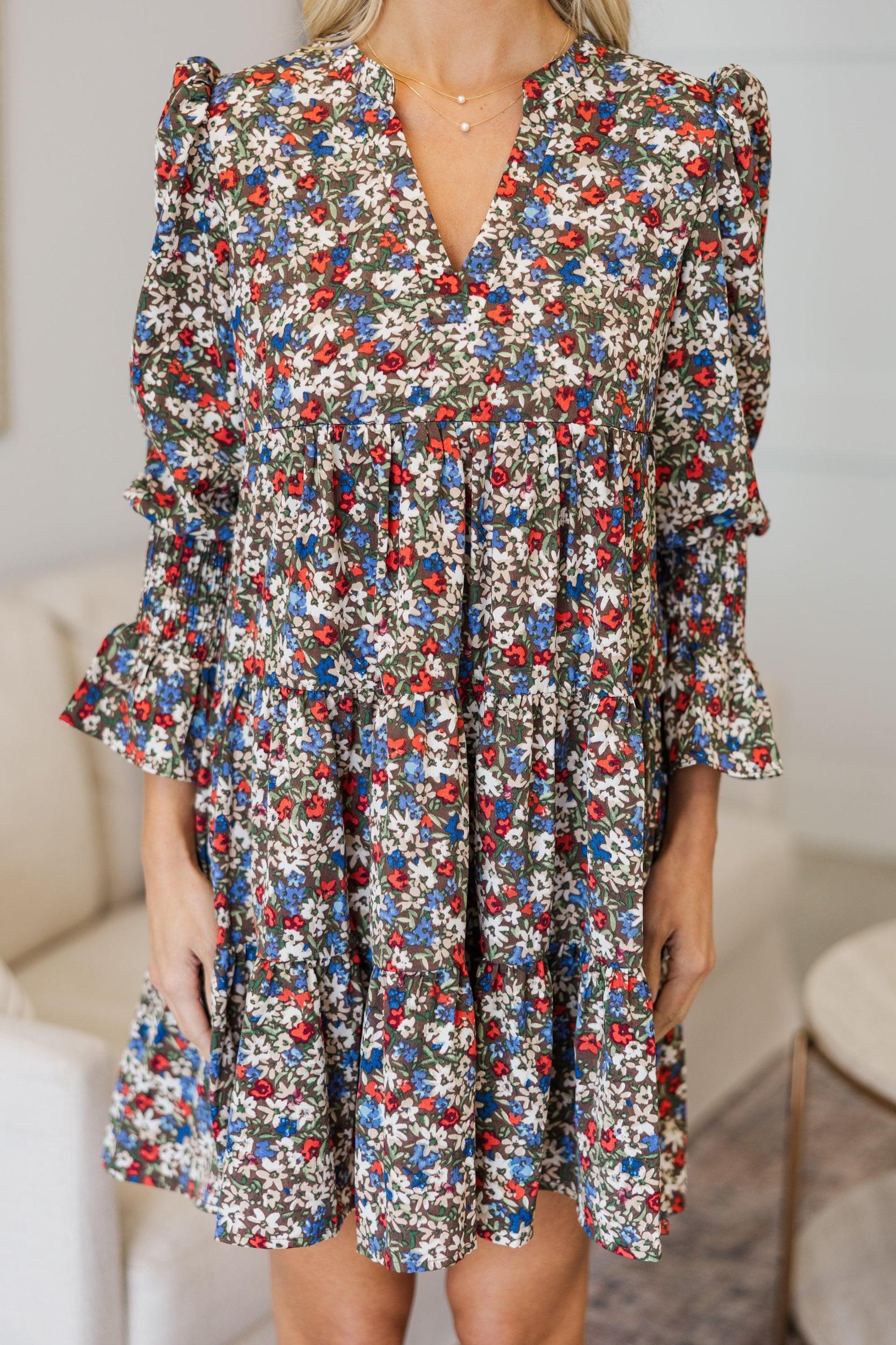 NURSING COLLECTION: In Your Happy Place Rust Ditsy Floral Dress Female Product Image