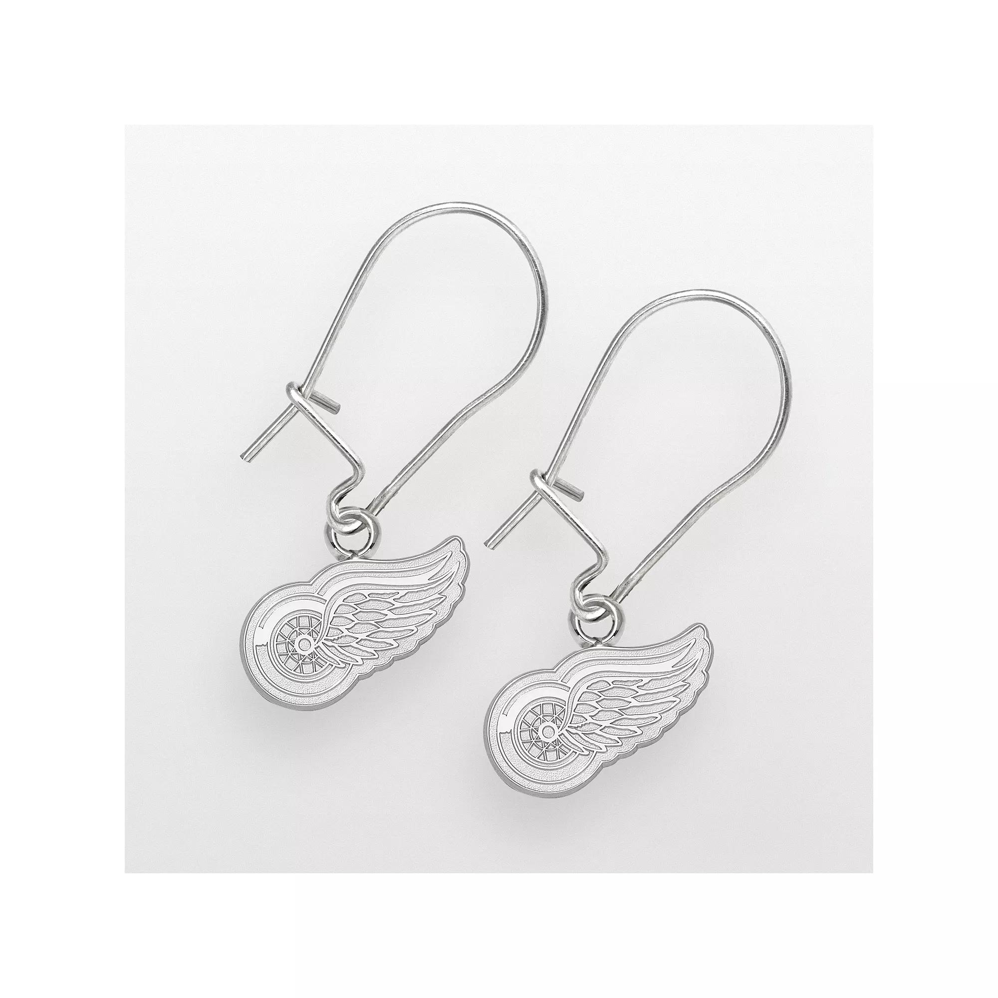 LogoArt Detroit Red Wings Sterling Silver Logo Drop Earrings, Women's Product Image