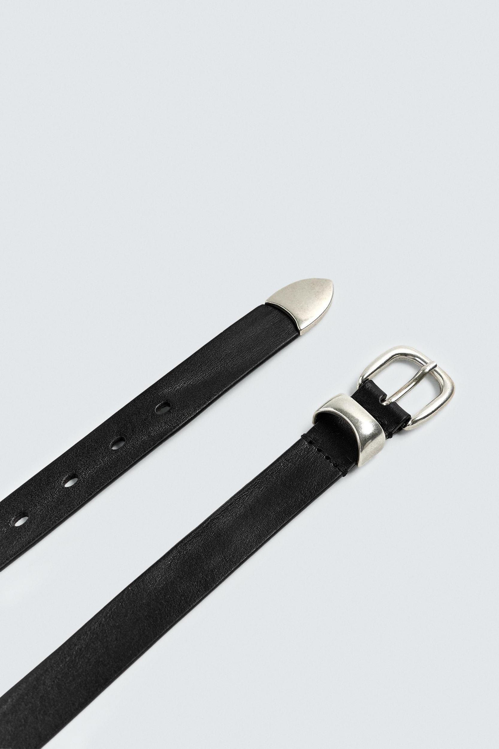 VINTAGE EFFECT LEATHER BELT Product Image