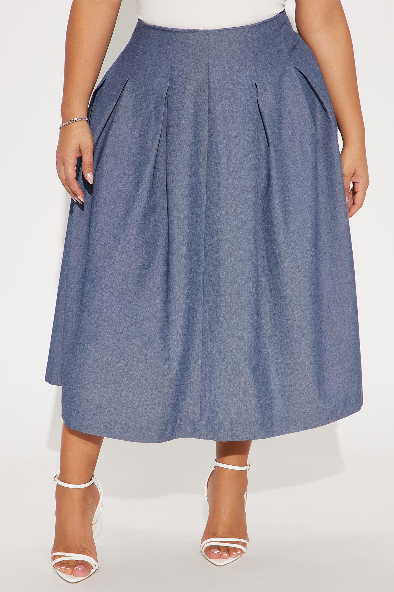 Standing On Business Pleated Midi Skirt - Charcoal Product Image