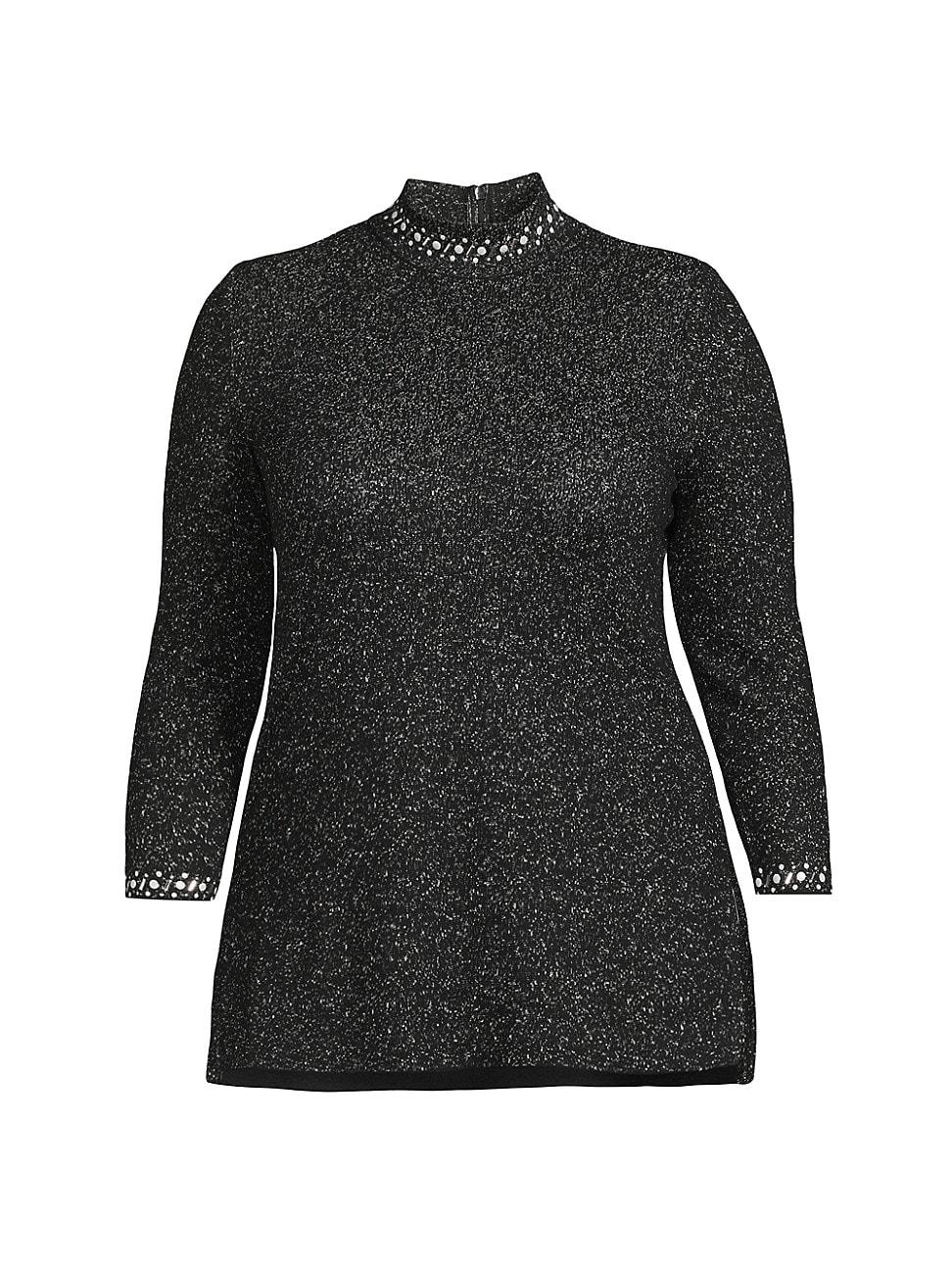 Womens Embellished Mock Turtleneck Tunic Top Product Image