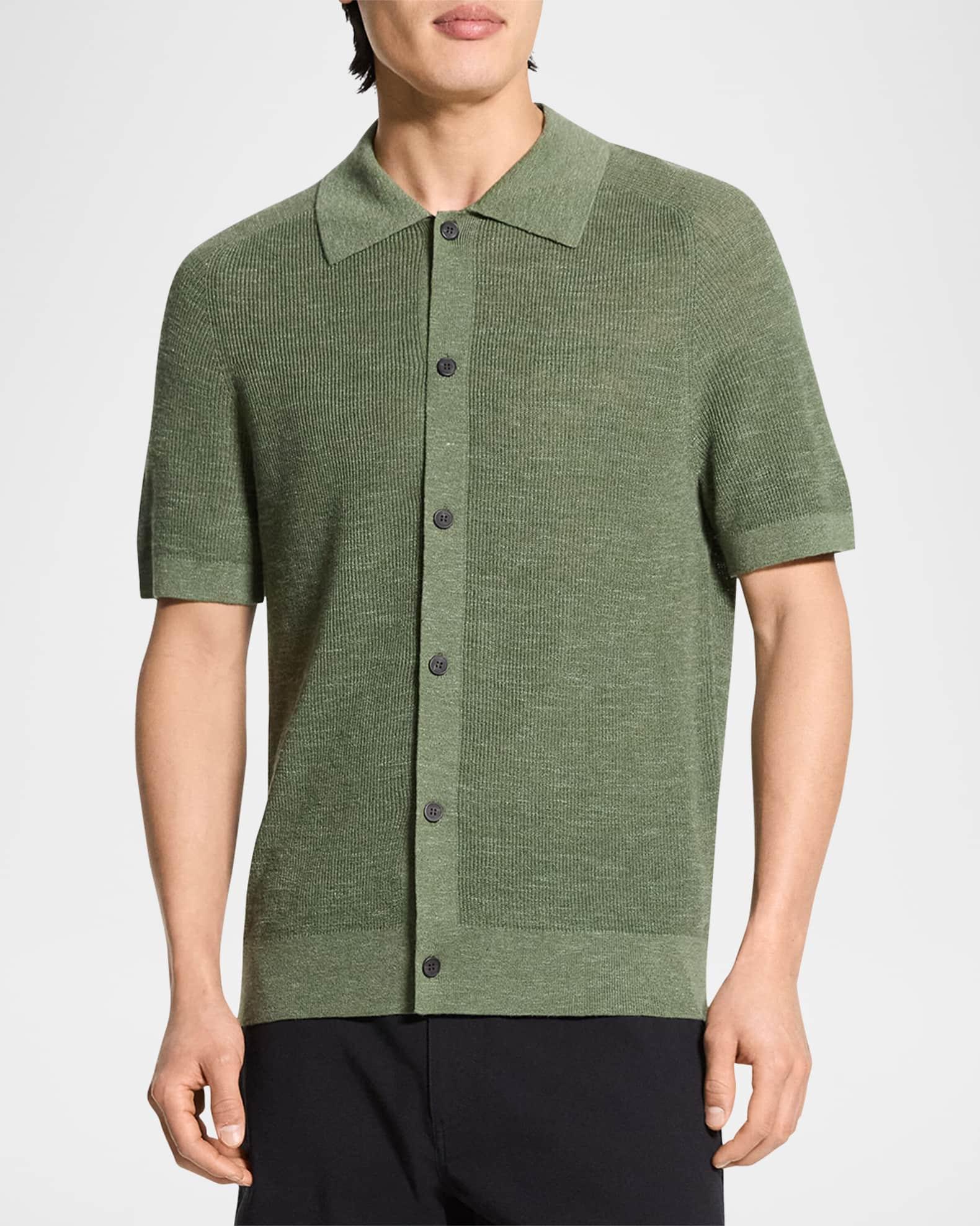 Men's Ribbed Linen-Blend Short-Sleeve Sweater Product Image