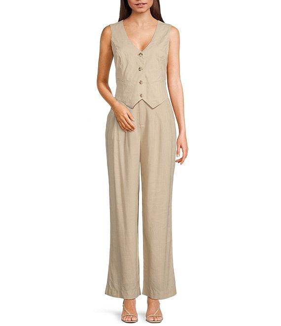 Takara Sleeveless Linen-Blend Coordinating Vest Product Image