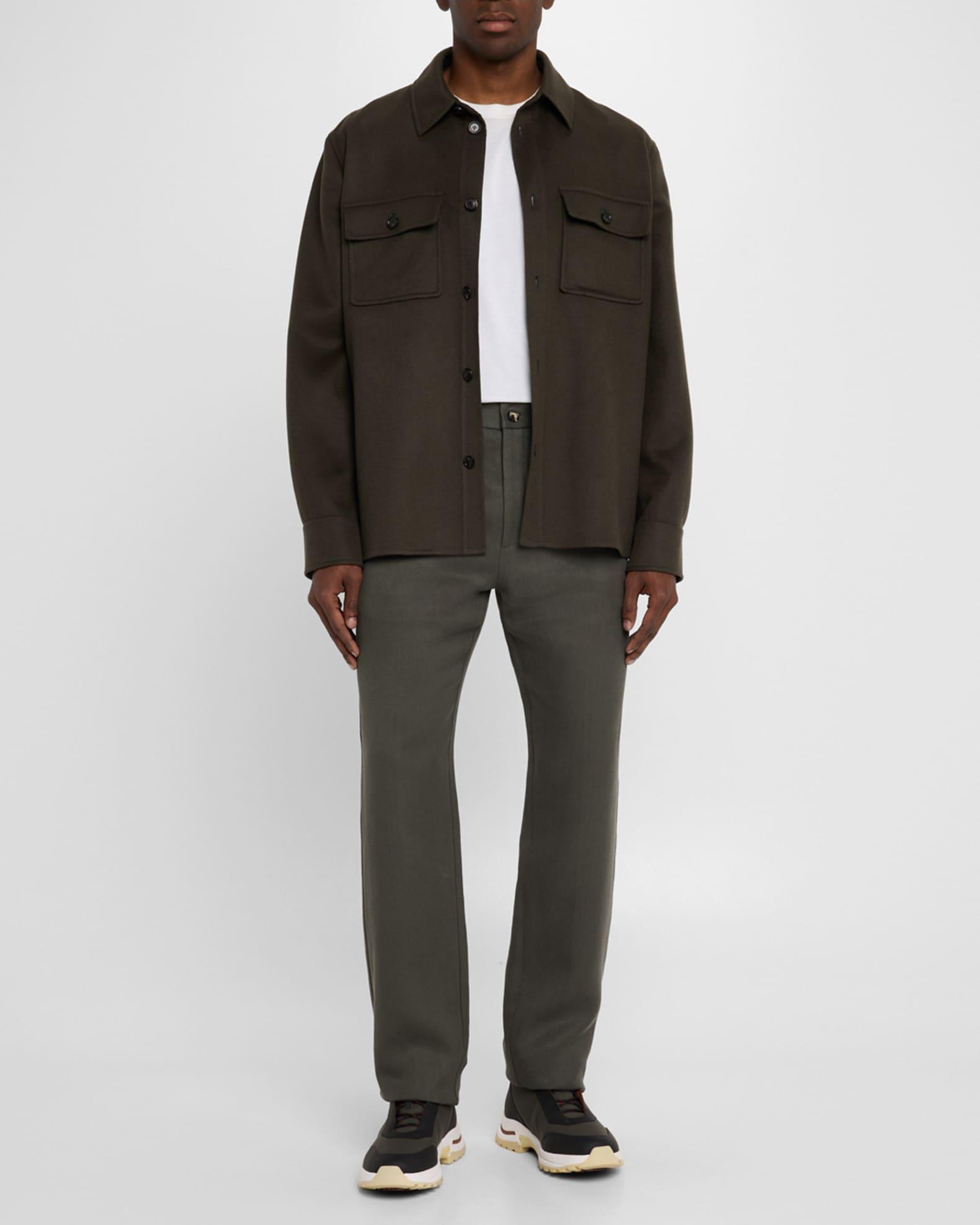 Men's Harper Linen Flower Flat-Front Trousers Product Image