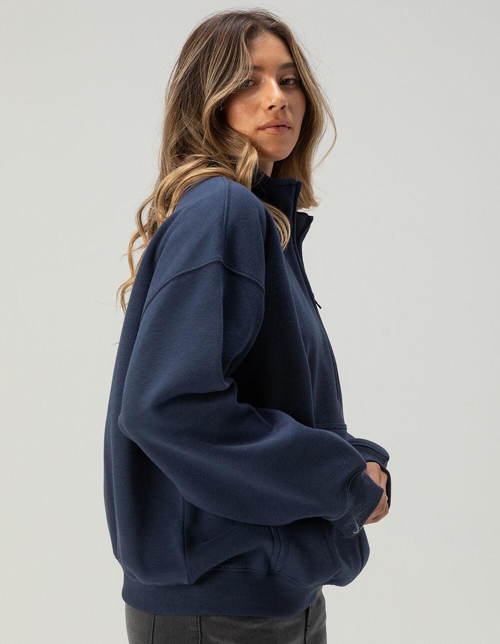 TILLYS Half-Zip Womens Sweatshirt - NAVY Product Image
