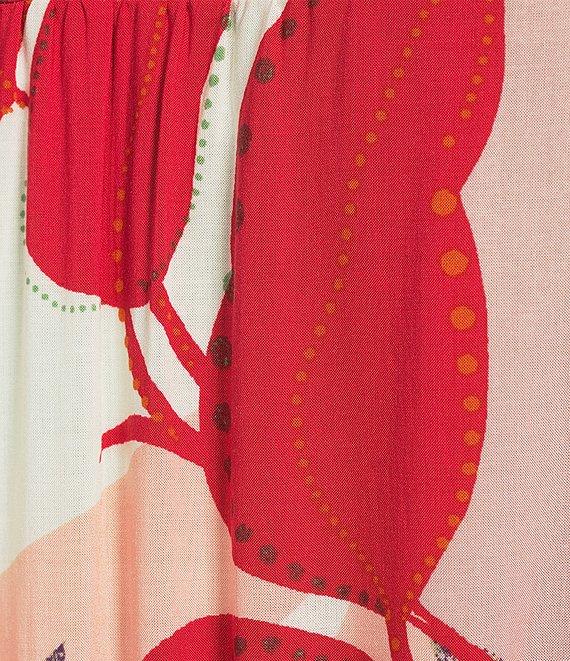 Nurture Plus Size Tropical Palm Print Short Flutter Sleeve V-Neck Maxi Dress Product Image