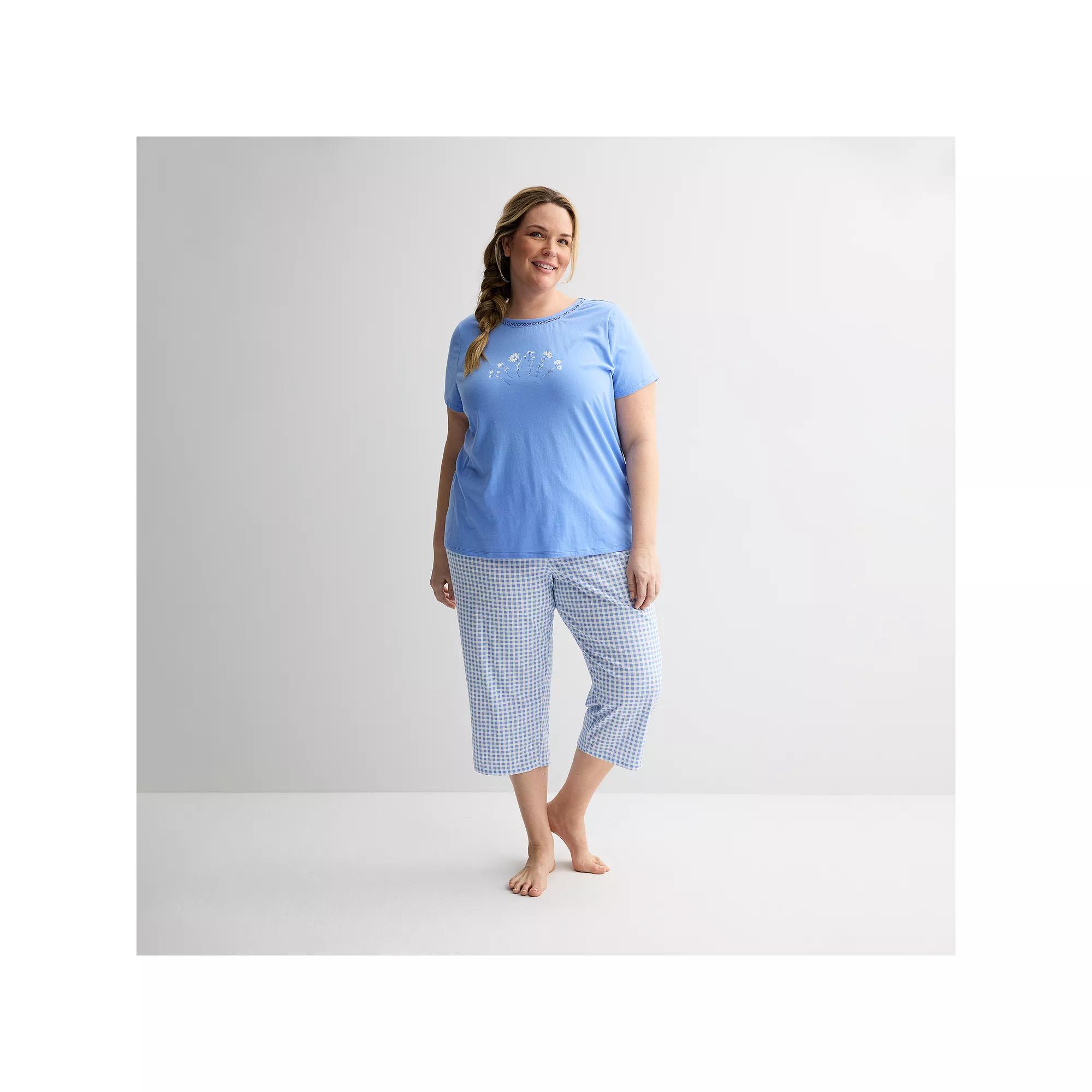 Plus Size Croft & Barrow® Mom's Day Pocket Sleep Set, Women's, Size: 1XL, Buffalo Gingham Product Image