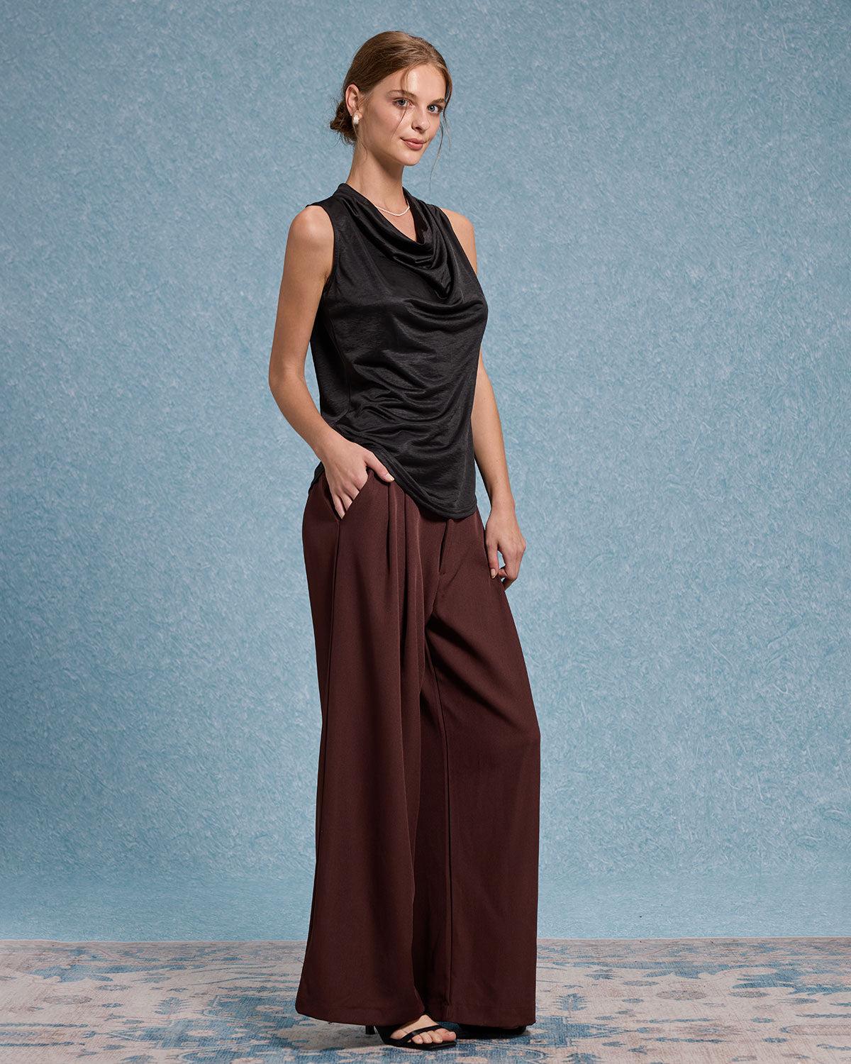 Black Cowl Neck Tank Top Product Image