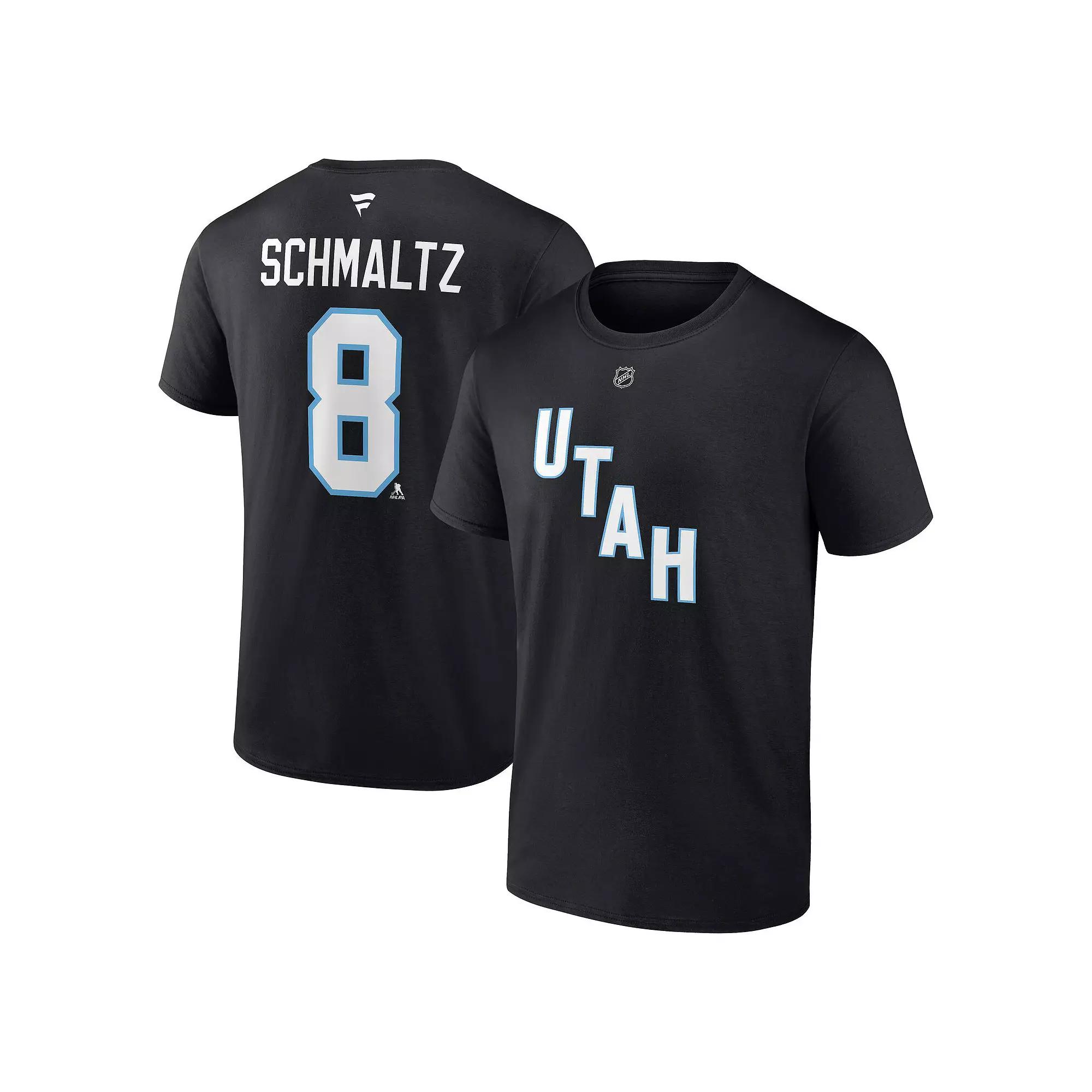 Men's Fanatics Nick Schmaltz Black Utah Hockey Club Authentic Stack Name & Number T-Shirt,  Product Image