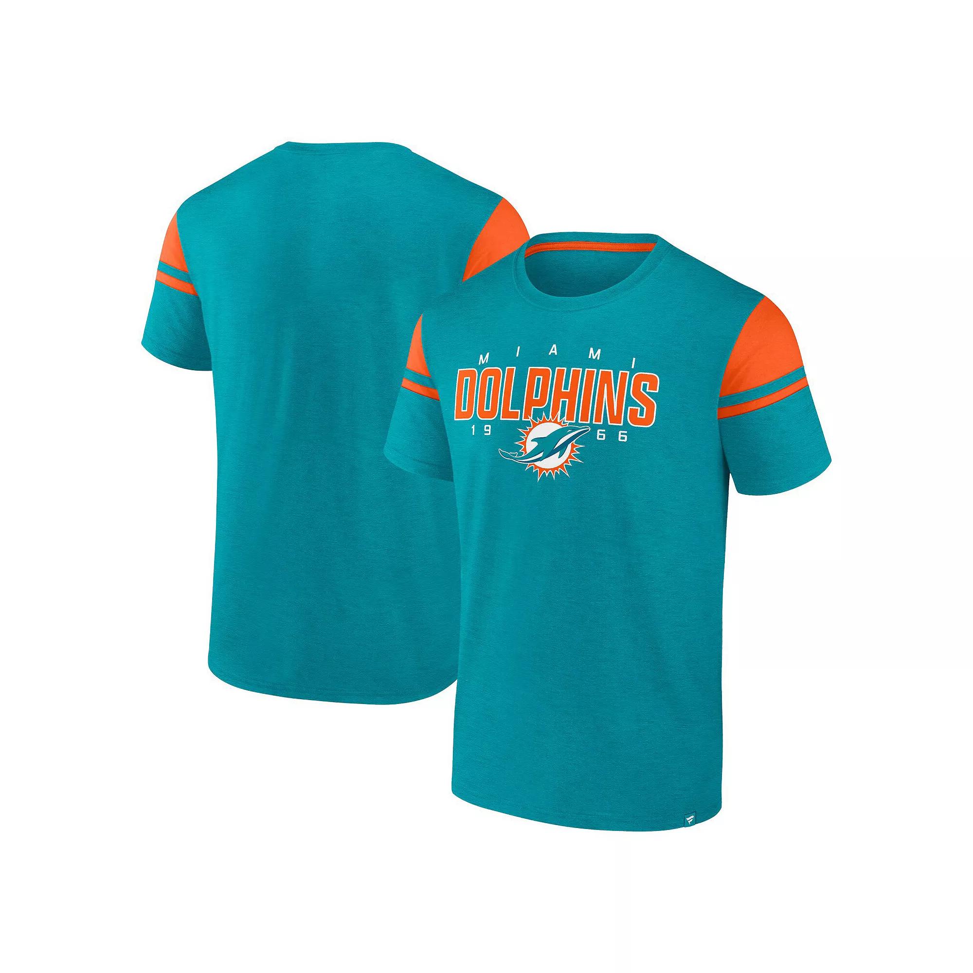 Men's Fanatics Aqua Miami Dolphins Old School Play Slub T-Shirt, Size: Large, Turquoise A Product Image