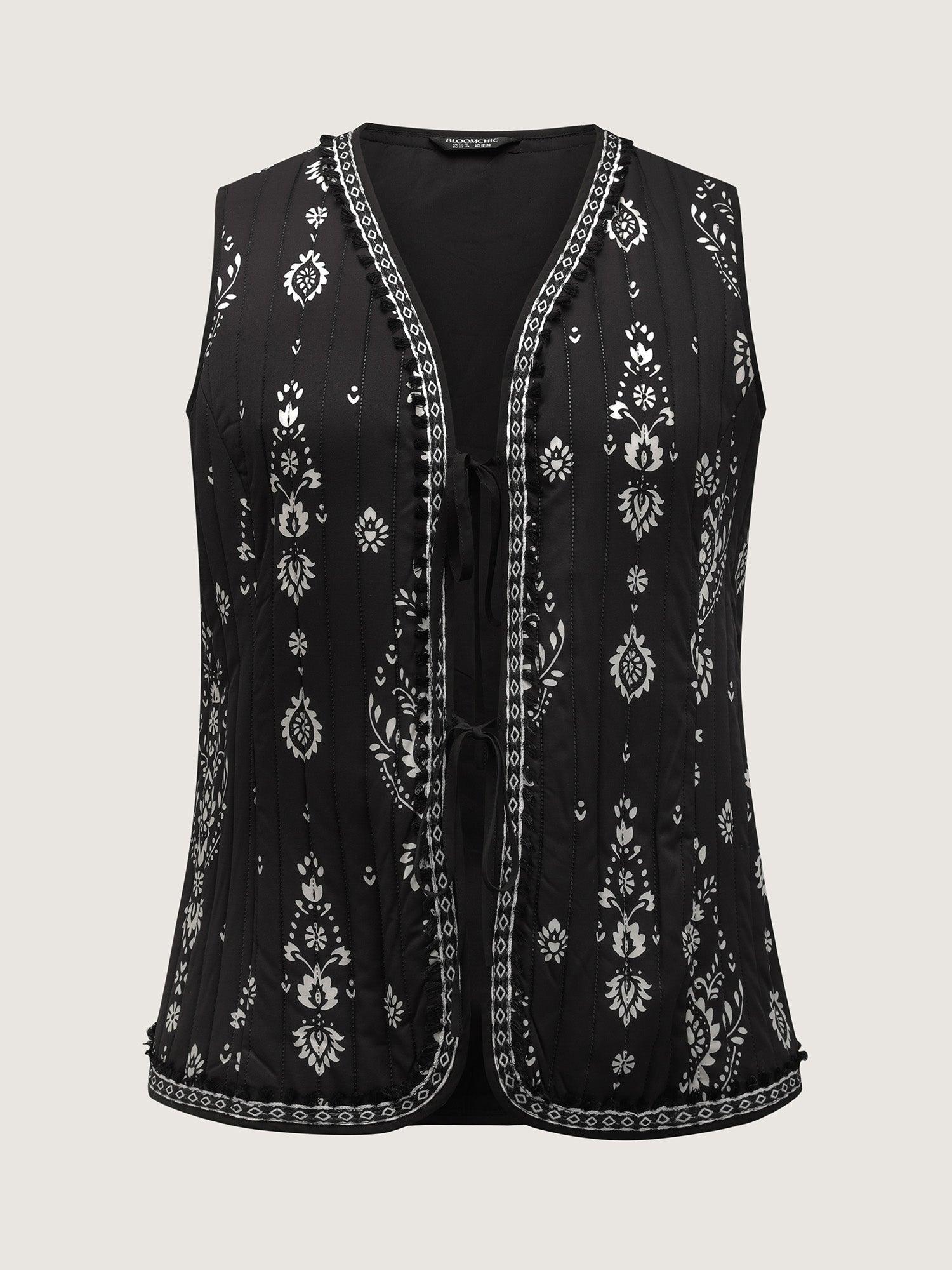 Boho Print Double Front-Tie Vest Female Product Image