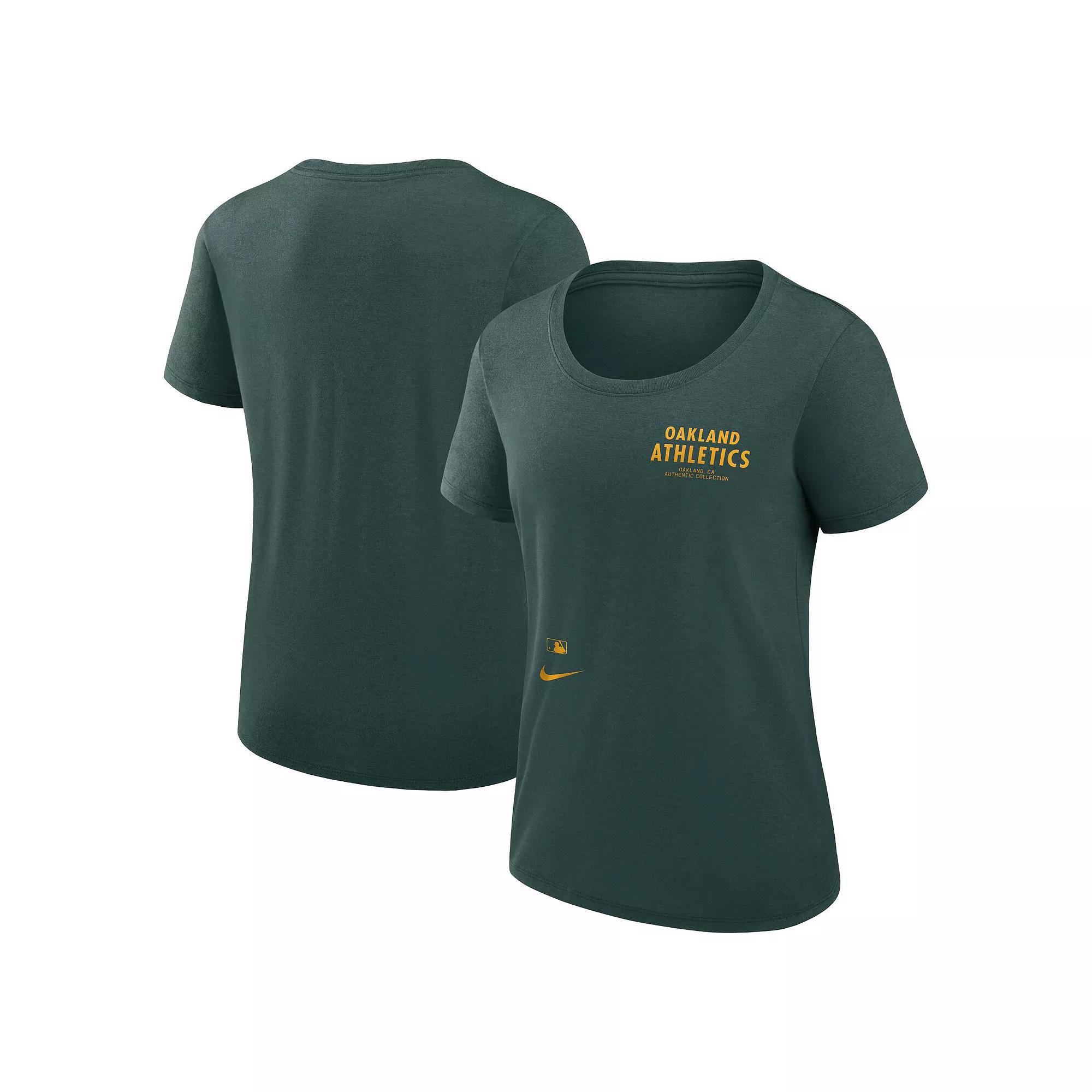Women's Nike Green Oakland Athletics Authentic Collection Performance Scoop Neck T-Shirt, Size: Large Product Image