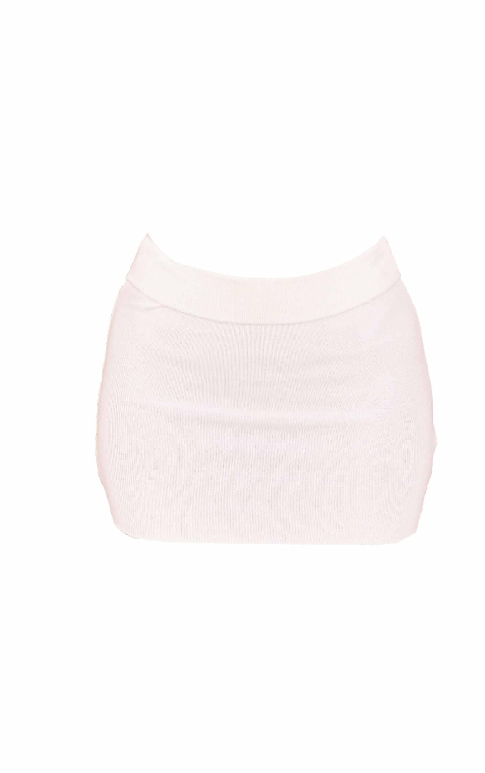 Petite Cream Foldover Knit Mini Skirt Product Image