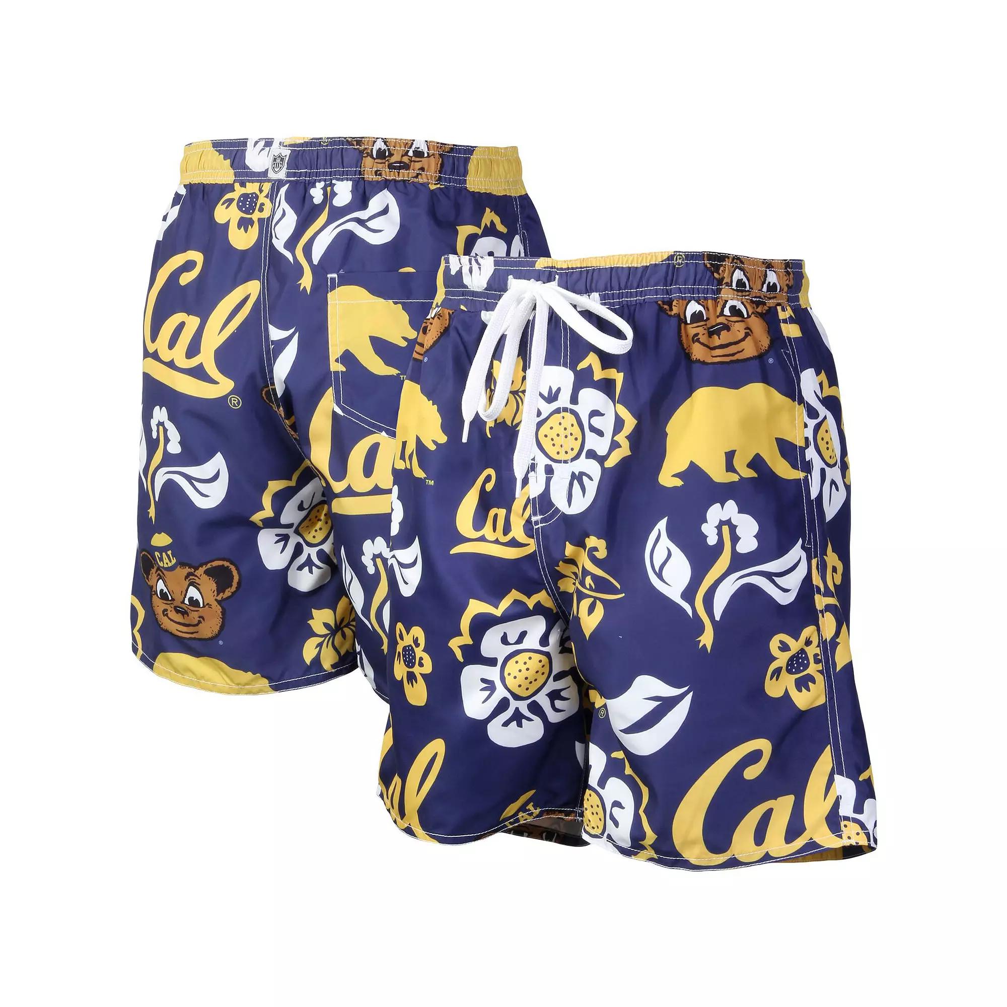 Mens Wes & Willy Cal Bears Floral Volley Logo Swim Trunks Blue Product Image