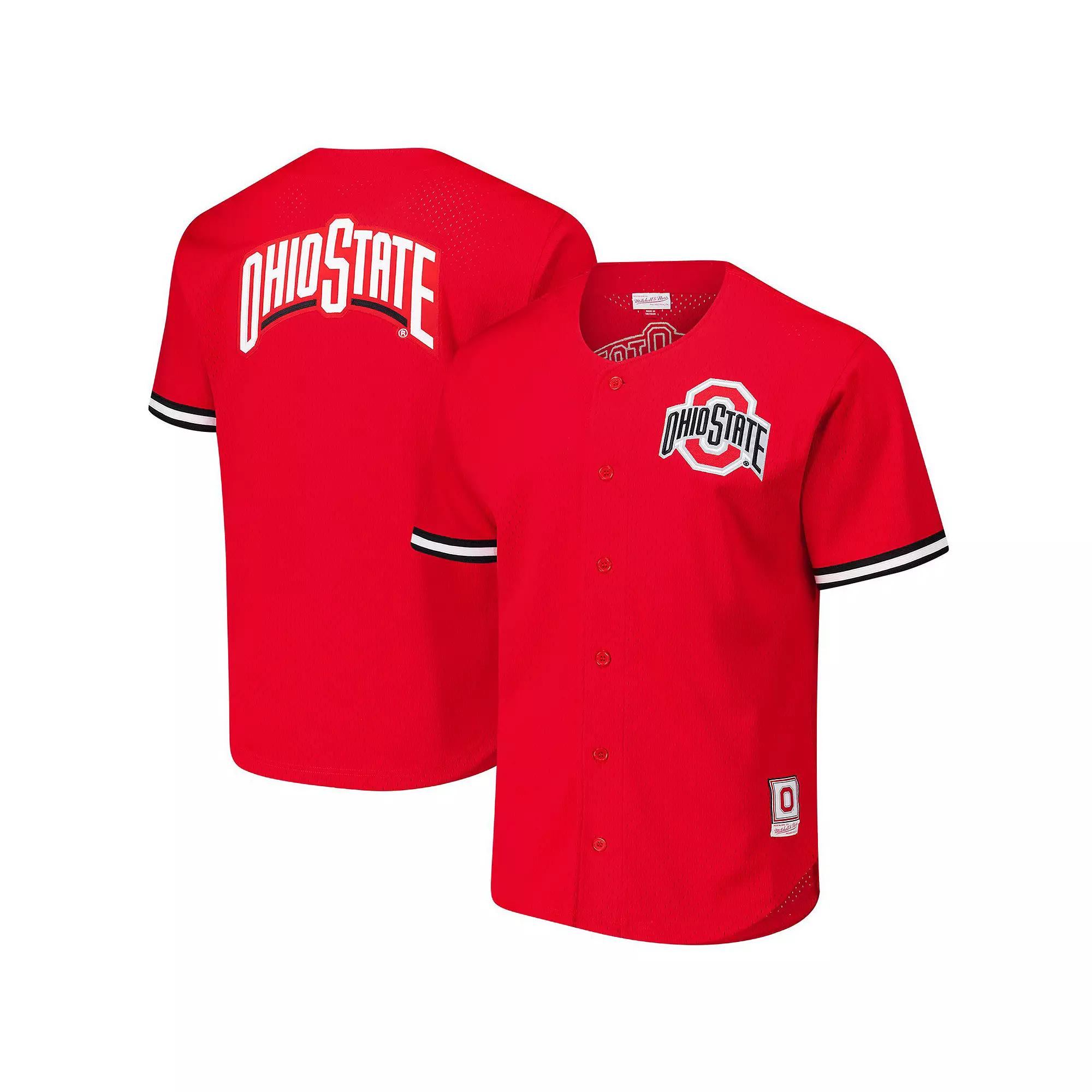 Men's Mitchell & Ness Scarlet Ohio State Buckeyes Game Time Vintage Mesh Button Front Top, Size: XL, Red Product Image