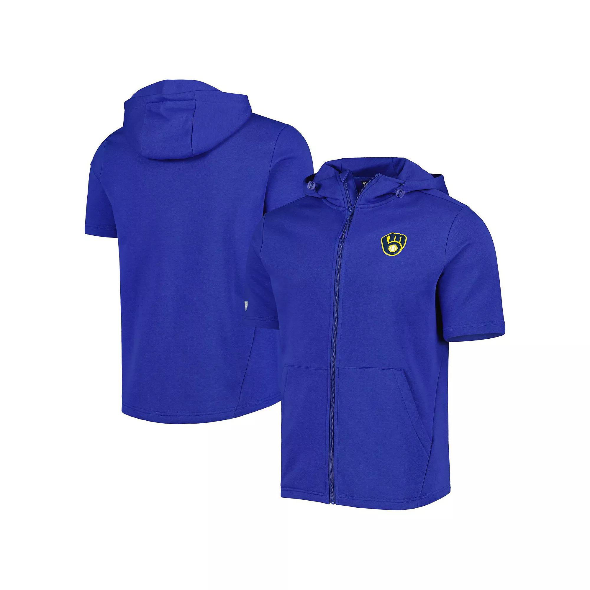 Men's Levelwear Royal Milwaukee Brewers Recruit Full-Zip Short Sleeve Hoodie, Size: Small, Blue Product Image