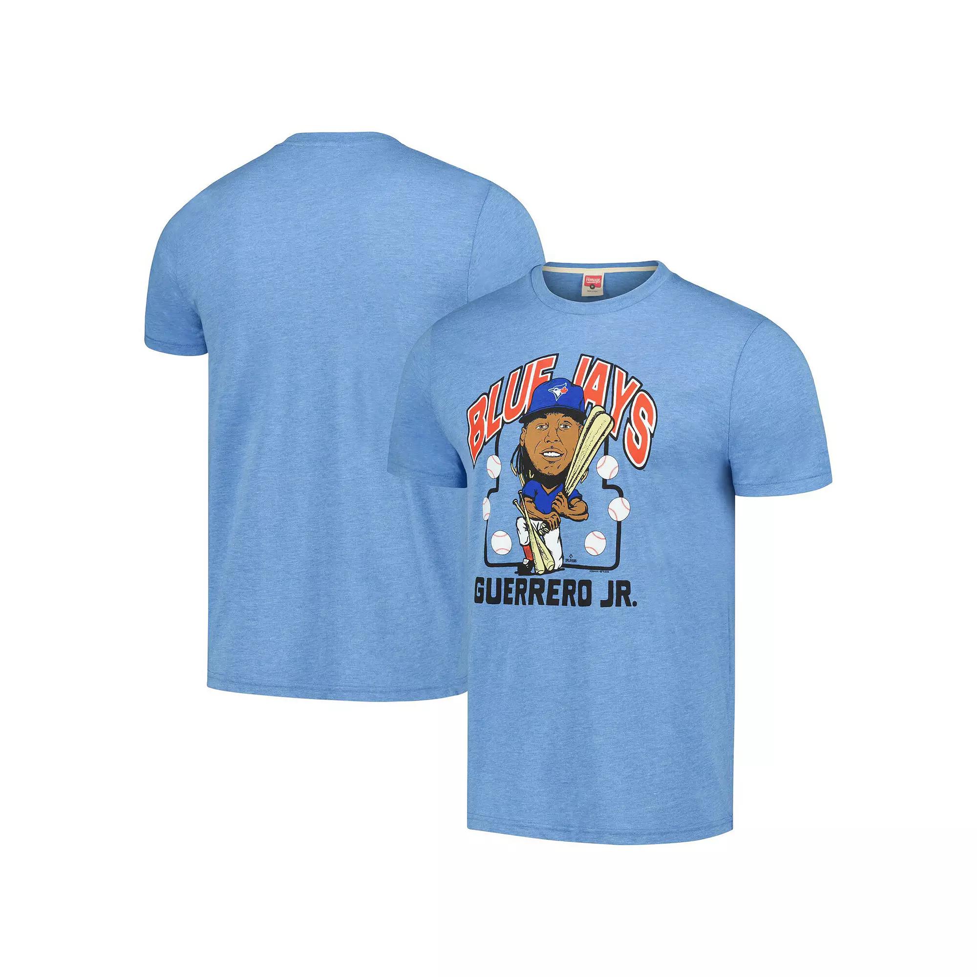 Men's Homage Vladimir Guerrero Jr. Powder Blue Toronto Blue Jays Caricature Tri-Blend T-Shirt, Size: XL, Jay Light Product Image