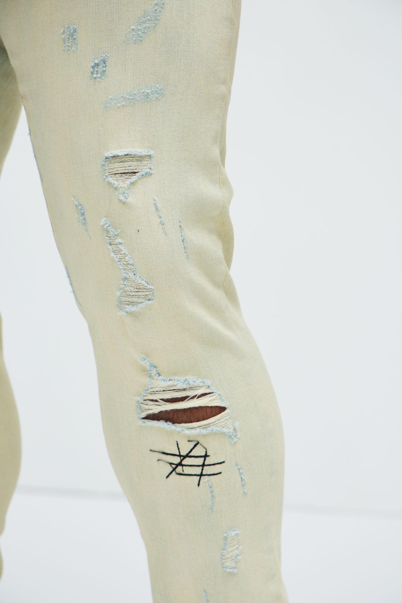 Get Stitches Ripped Skinny Jeans - Light Wash Product Image