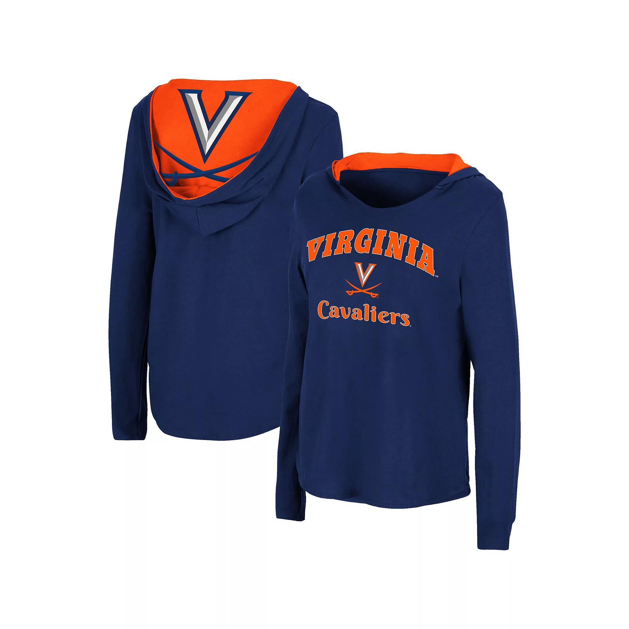 Women's Colosseum Navy Virginia Cavaliers Catalina Hoodie Long Sleeve T-Shirt, Size: Medium, Blue Product Image
