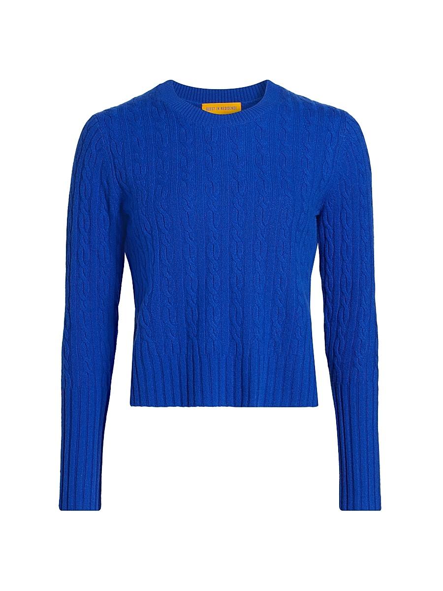 Womens Cable Shrunken Cashmere Sweater Product Image