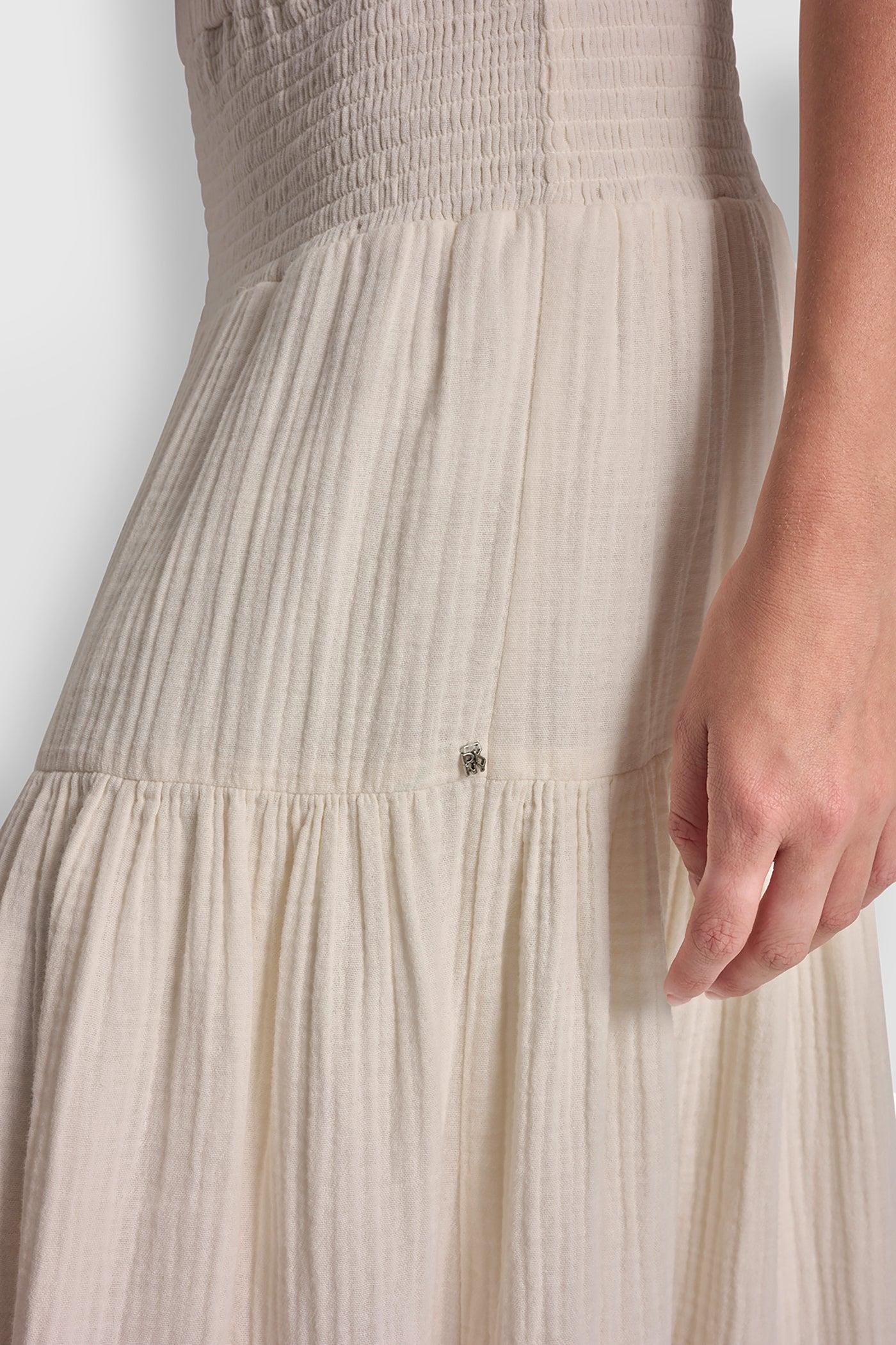 SMOCKED WAIST MAXI TIERED SKIRT Product Image