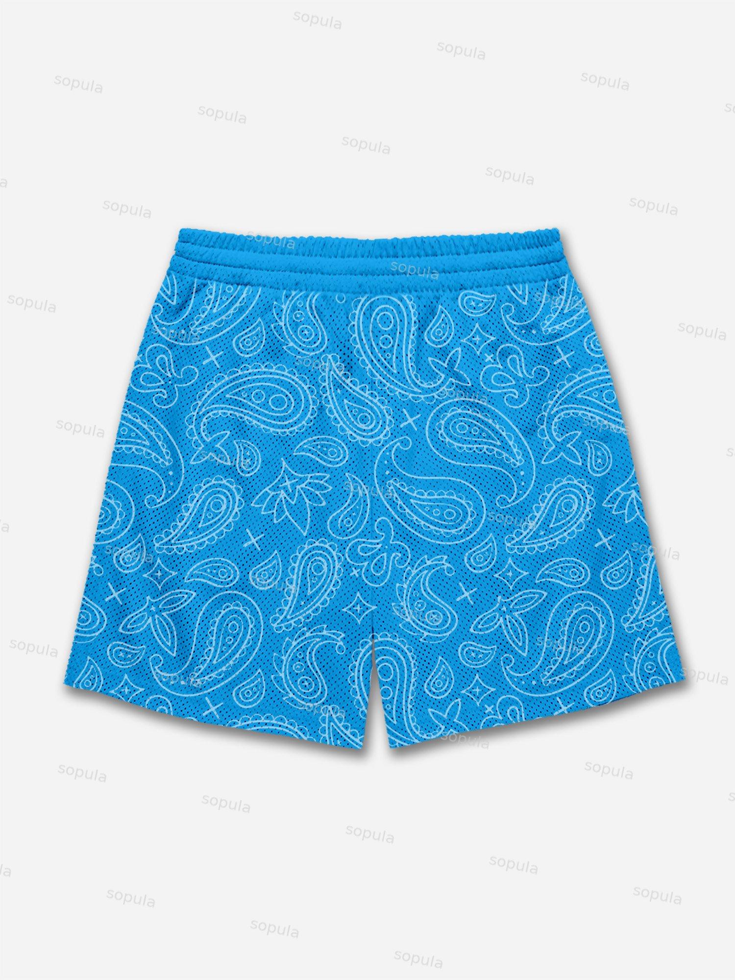 Ambition Skull Hand Cashew Flower Graphic Mesh Shorts Product Image