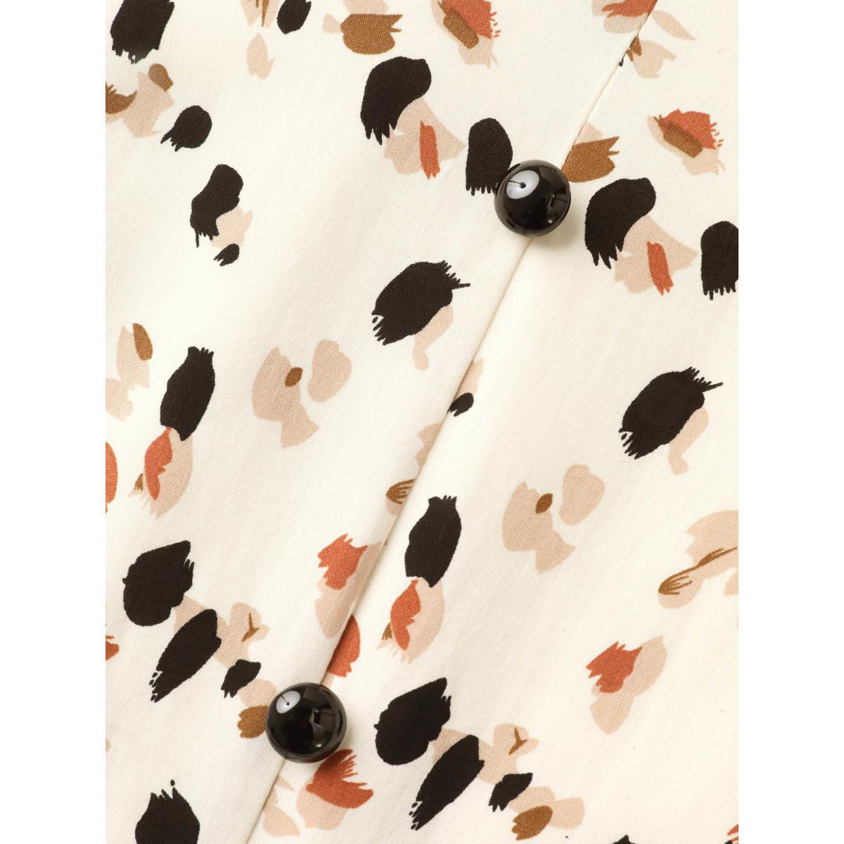 Plus Size Leopard Print Stretchy Waist Wavy Hem Dress Leopard Women Elegant Button Heart neckline Short sleeve Curvy BloomChic 14-16/1X Product Image