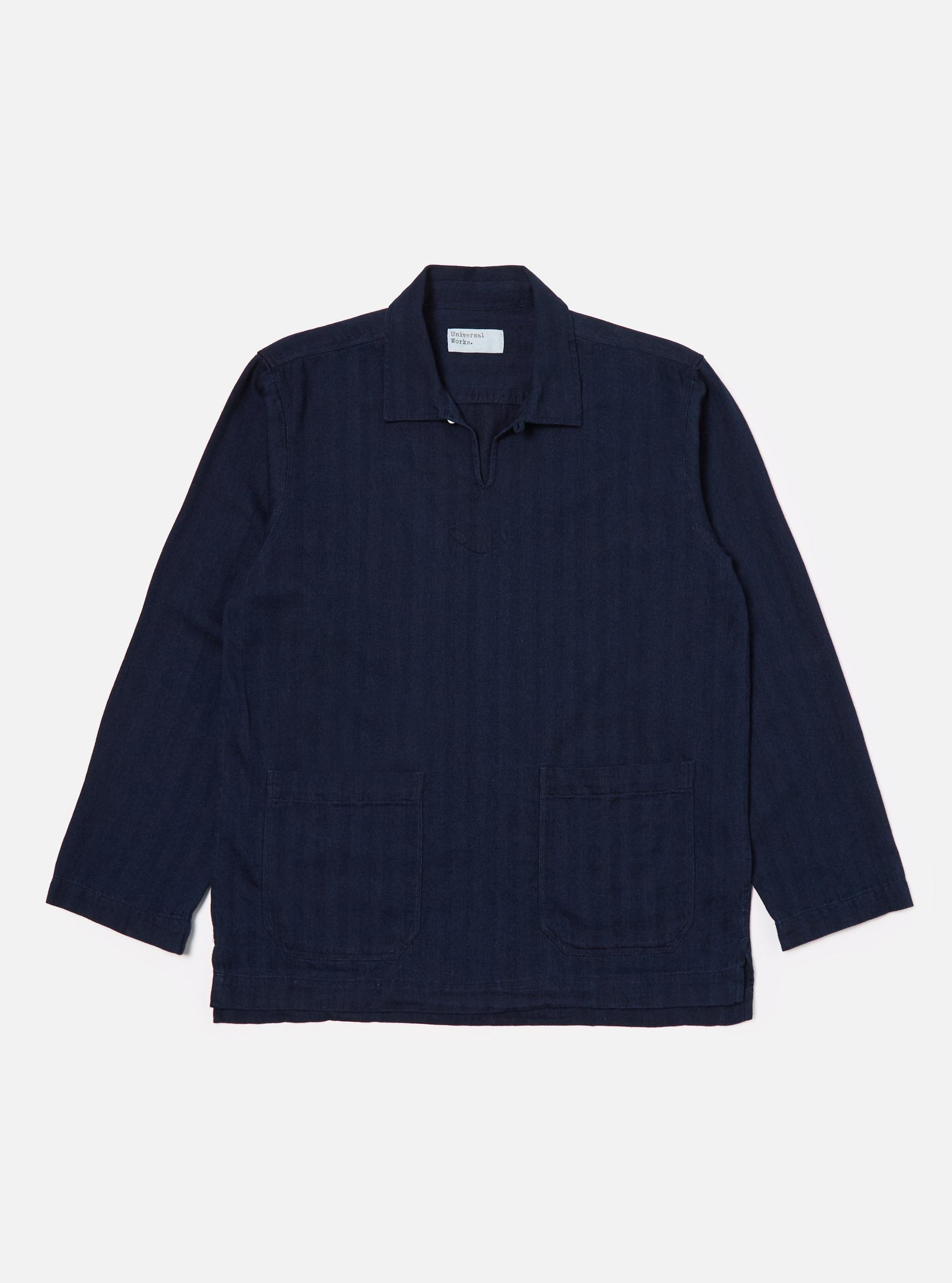 Universal Works Smock Overshirt in Indigo Herringbone Denim Product Image