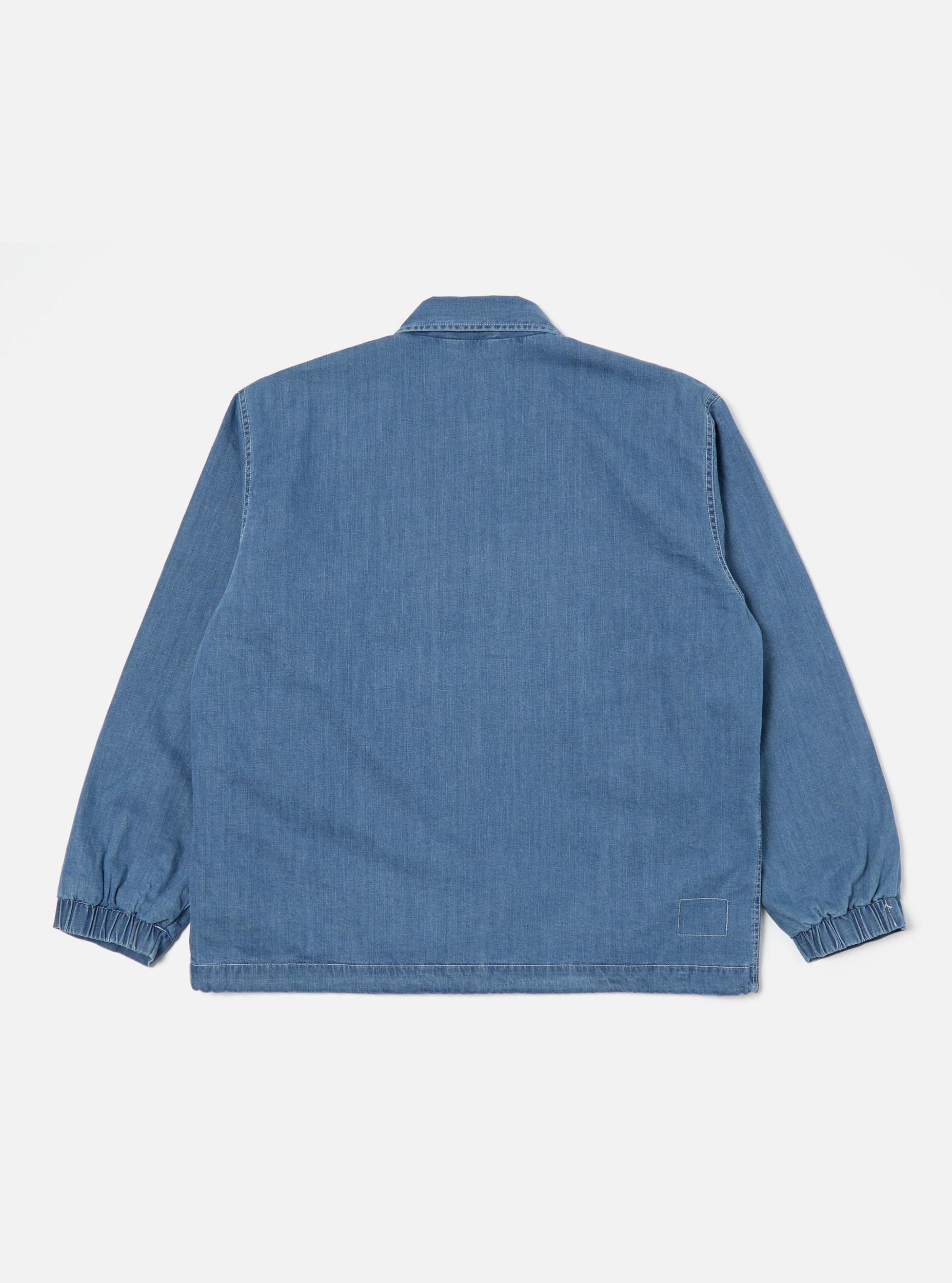 Washed Indigo 8oz Organic Denim Head Coach Jacket Product Image