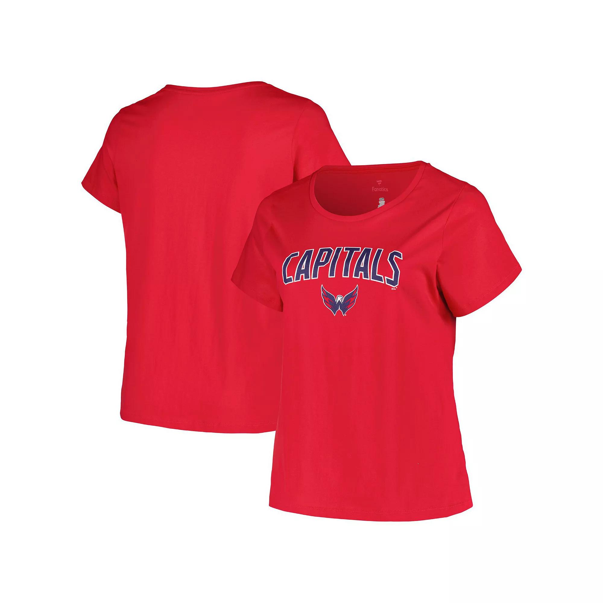 Women's Profile Red Washington Capitals Plus Size Arch Over Logo T-Shirt, Size: 4XL Product Image