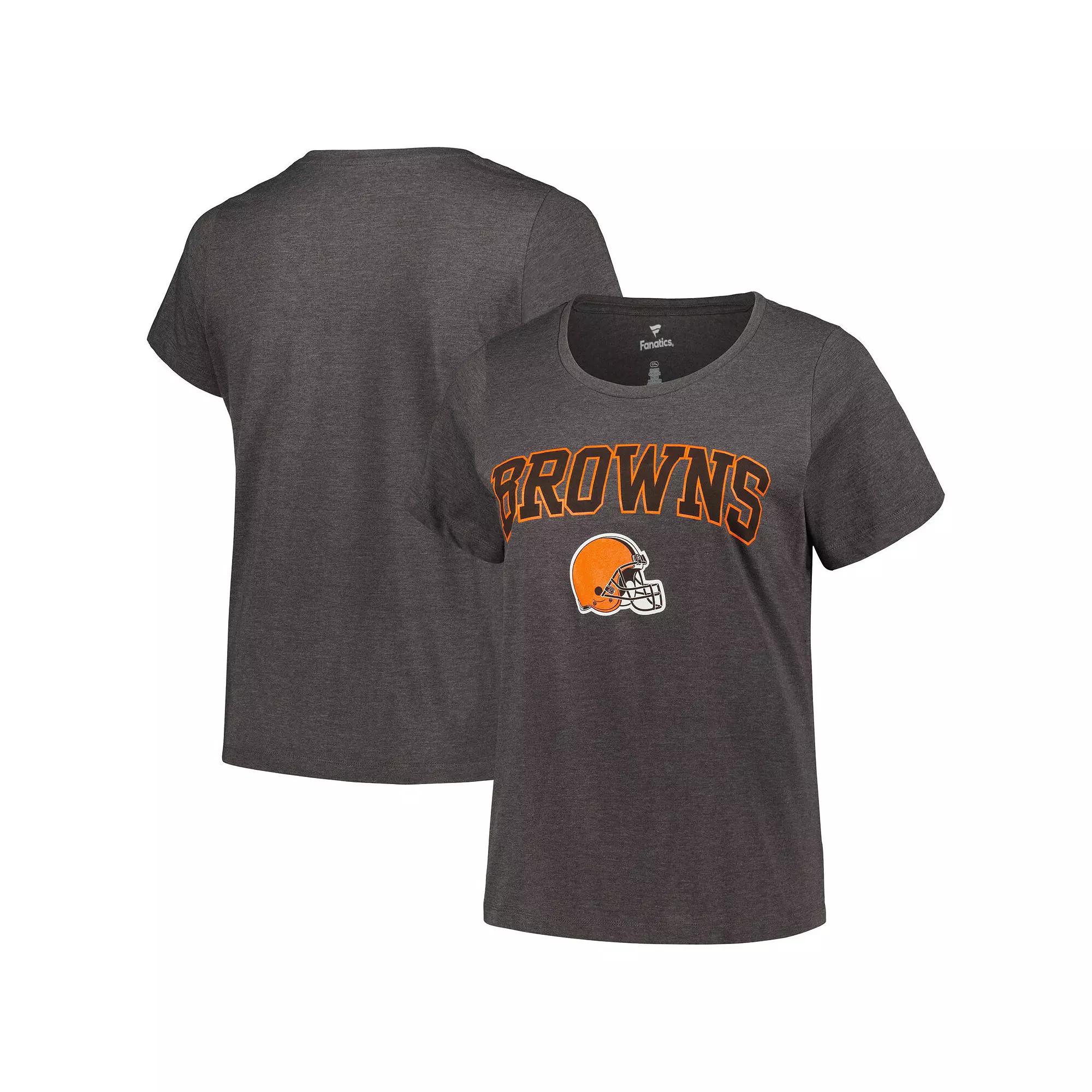 Women's Fanatics Branded Heather Charcoal Cleveland Browns Arch Over Logo Plus Size T-Shirt, Size: 1XL Product Image