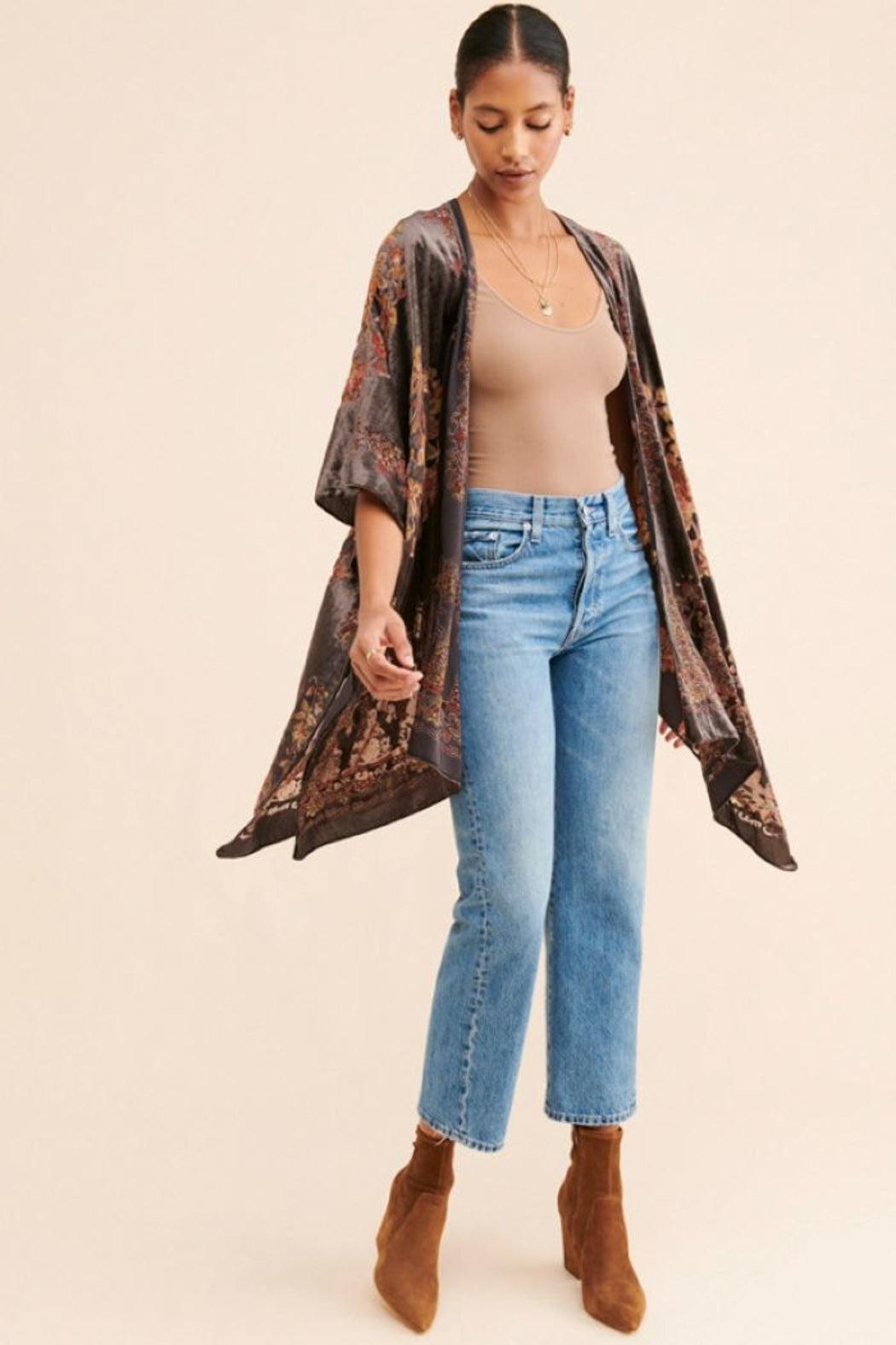 Claudette Burnout Velvet Kimono Product Image