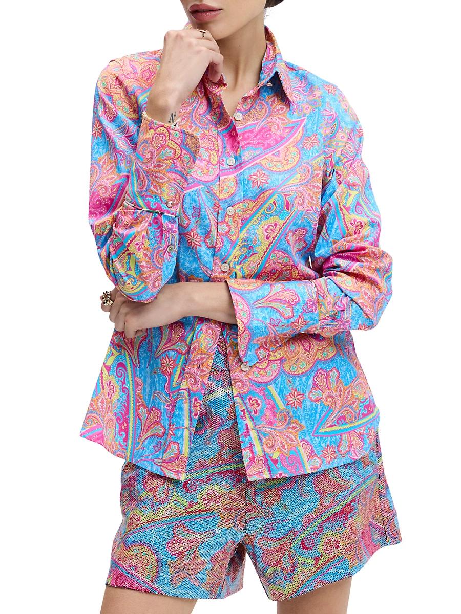 Womens Priscilla Paisley Stretch-Cotton Shirt - Product Image