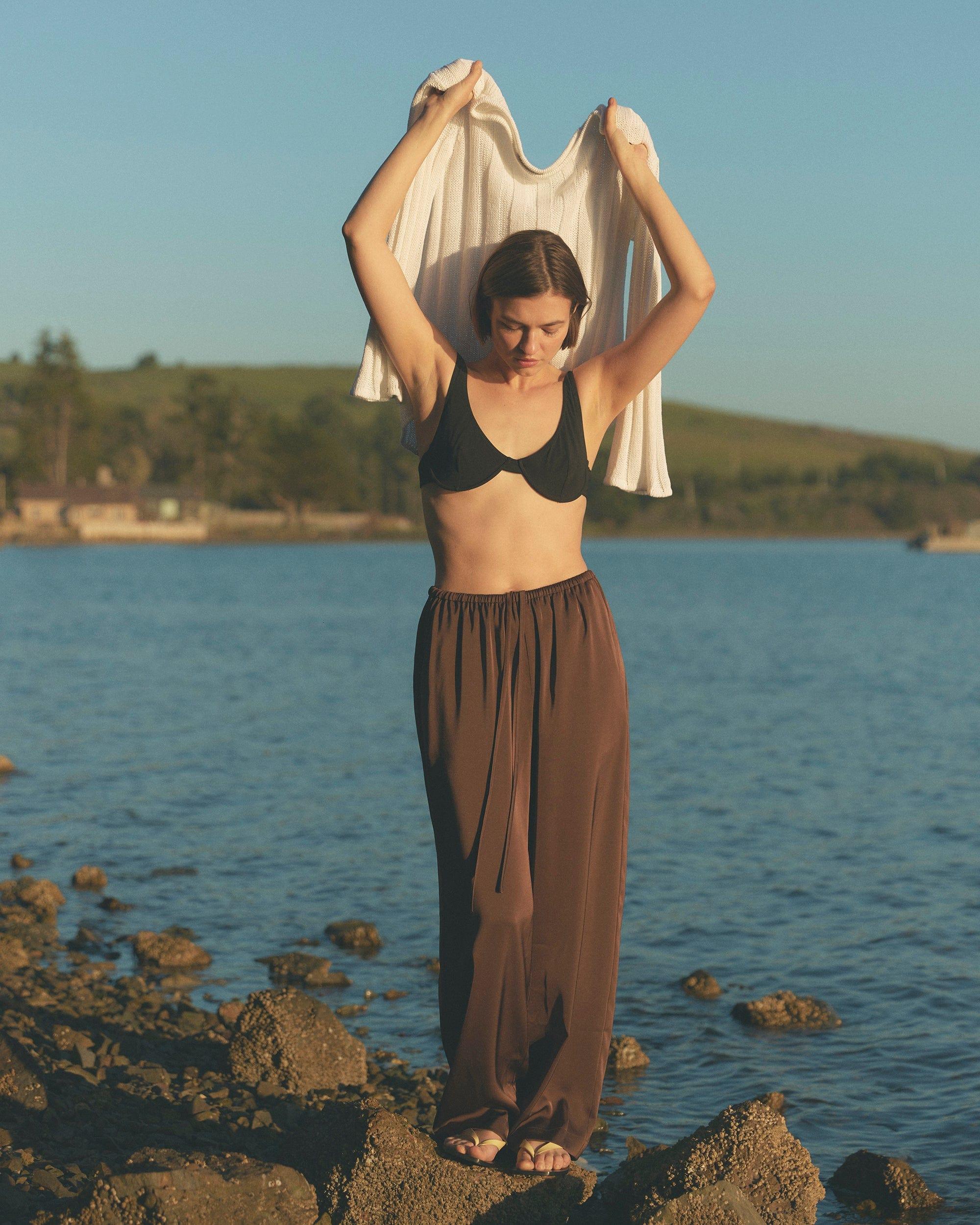 Dana Stretch-Waist Satin Pant Product Image