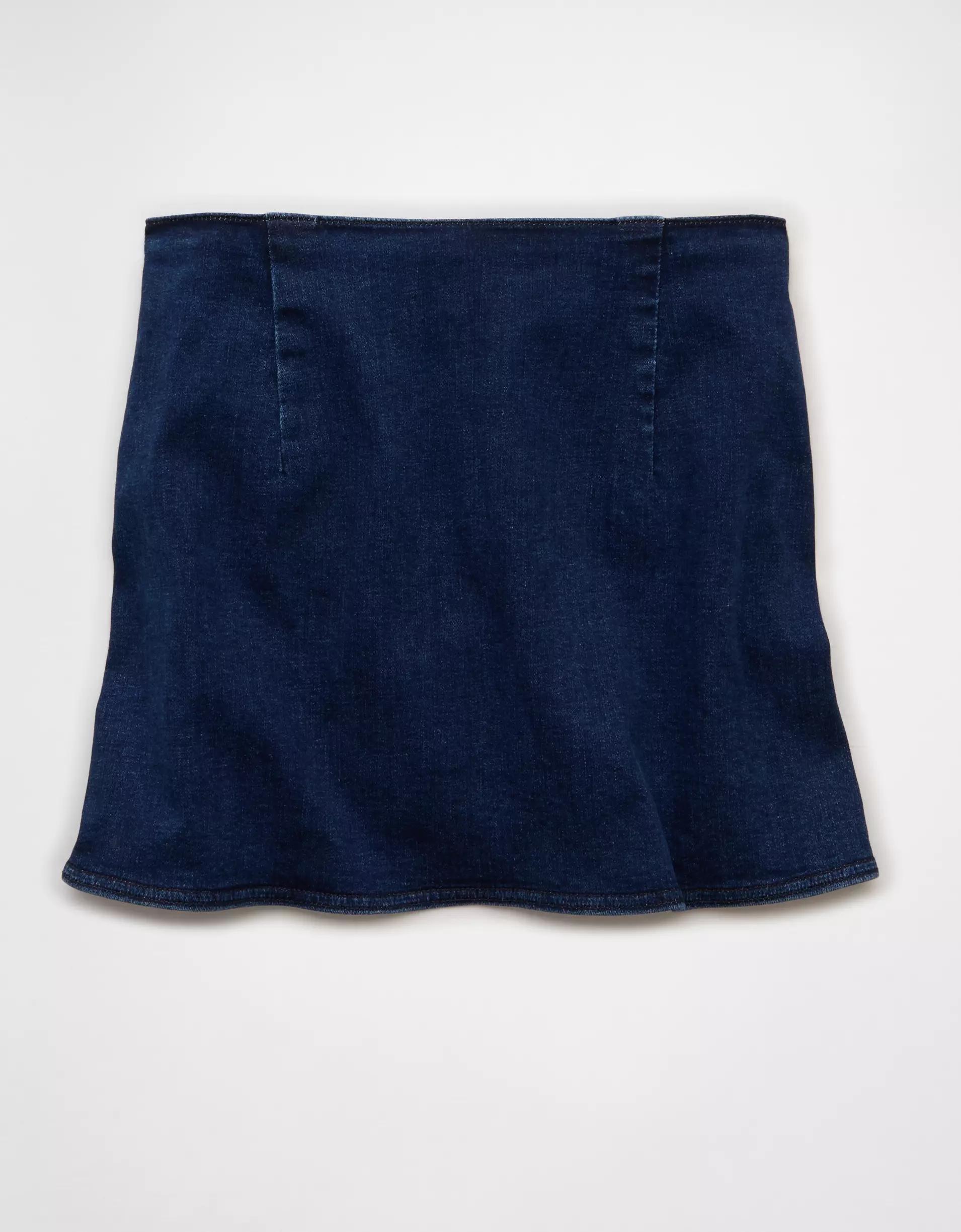AE Next Level High-Waisted Denim Mini Wrap Skort Product Image