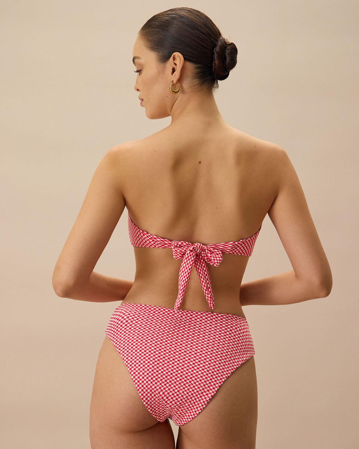 The Red Plaid Bikini Bottom Product Image